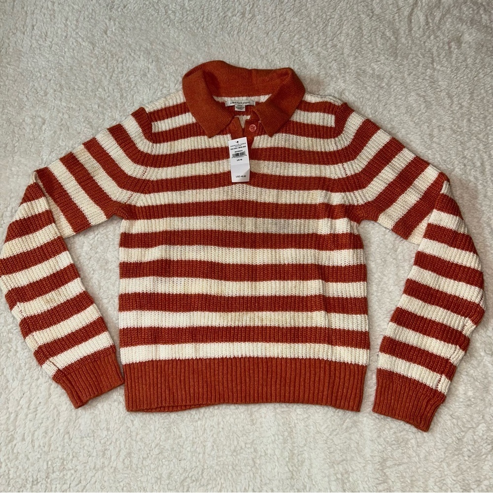 American Eagle Striped Ribbed Knit Long Sleeve Sweater Medium NWT